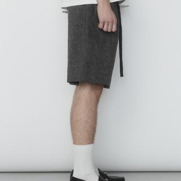 LINEN WIDE SHORTS *グレー*