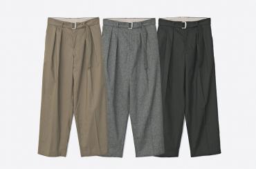 LINEN 2 TUCK SLACKS *ブラック*