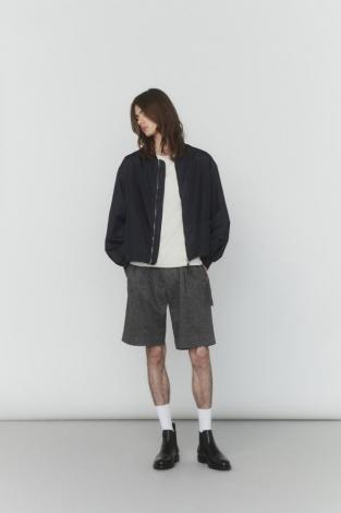 LINEN WIDE SHORTS *グレー*