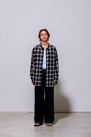 RAYON CHECK SHIRTS *ブラック*