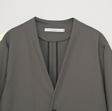 COLLARLESS WOOL JACKET *BROWN*