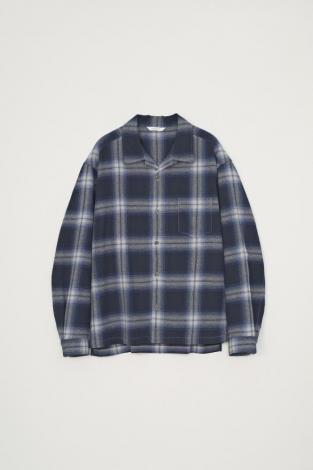 OPEN COLLAR CHECK SHIRT *BLUE*