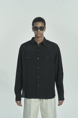 RAYON SILK SHIRT *BLACK*
