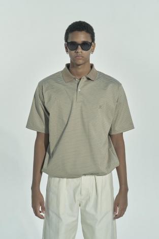 BORDER POLO SHIRT *BEG×BLK*