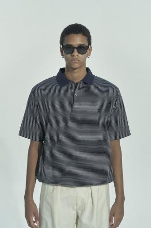 BORDER POLO SHIRT *NVY×WHT*