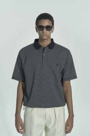 BORDER POLO SHIRT *BLK×WHT*