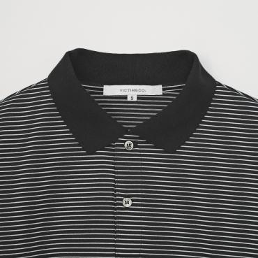 BORDER POLO SHIRT *BLK×WHT*