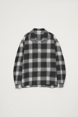 OPEN COLLAR CHECK SHIRT *BLACK*