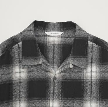OPEN COLLAR CHECK SHIRT *BLACK*