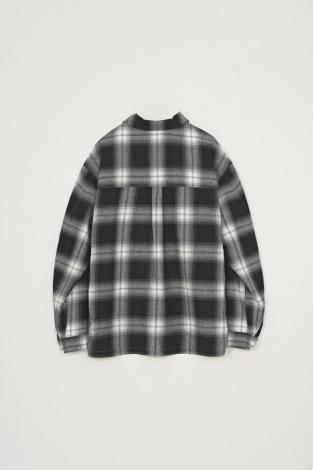 OPEN COLLAR CHECK SHIRT *BLACK*