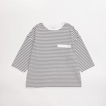 7 SLEEVE BORDER TEE *ホワイト×ブラック*