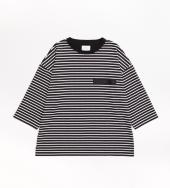 7 SLEEVE BORDER TEE *ブラック×ホワイト*