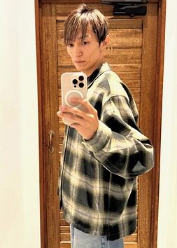 OPEN COLLAR CHECK SHIRT *GREEN*