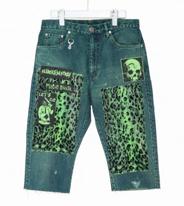 CROPPED DENIM PANTS *インディゴ/イエローグリーン*