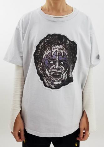 LEATHER FACE MASK TEE *ライトグレー*