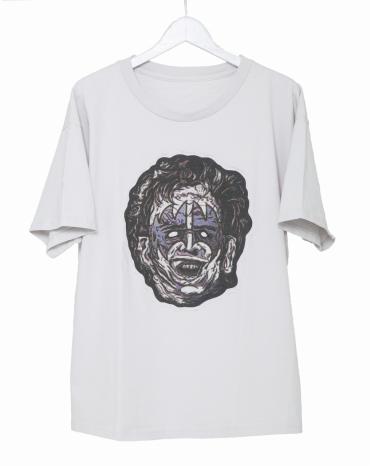 LEATHER FACE MASK TEE *ライトグレー*