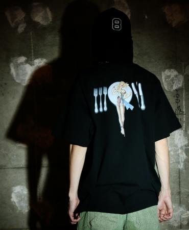 FORK KNIT POKE TEE *ブラック*