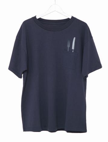 FORK KNIT POKE TEE *チャコール*