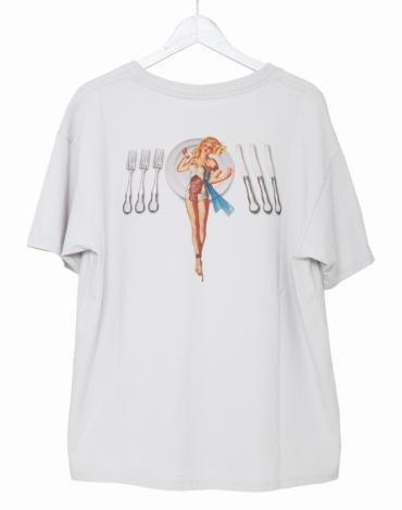 FORK KNIT POKE TEE *ライトグレー*