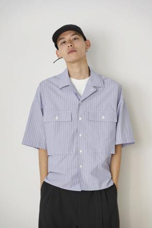 STRIPE MILITARY SHIRTS *サックス*