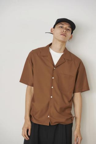 S/S OPEN COLLAR SHIRTS *ブラウン*