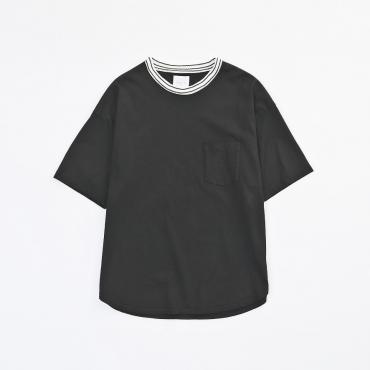 NECK BORDER BIG TEE *ブラック*